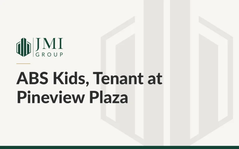 JMI Group article graphic titled ABS Kids, Tenant at Pineview Plaza, on an autism therapy center tenant improvement in St. George