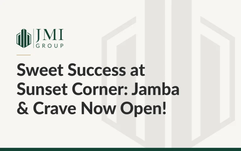 JMI Group article graphic on Crave Cookies and Jamba grand openings at Sunset Corner in St. George, Utah