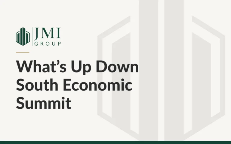 JMI Group article graphic titled What's Up Down South Economic Summit, on Southern Utah's largest annual business gathering